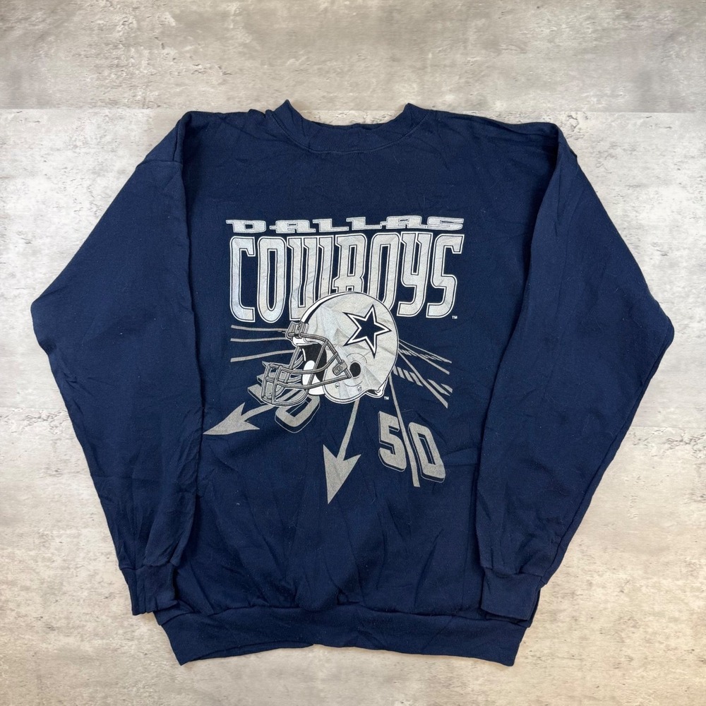 Vintage Competitor Dallas Cowboys Navy Blue Graphic Crewneck Sweatshirt XL NFL
